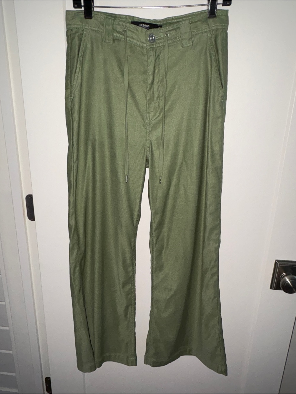 NWOT Hudson high rise linen blend Drawstring wide leg ankle pants sz 26